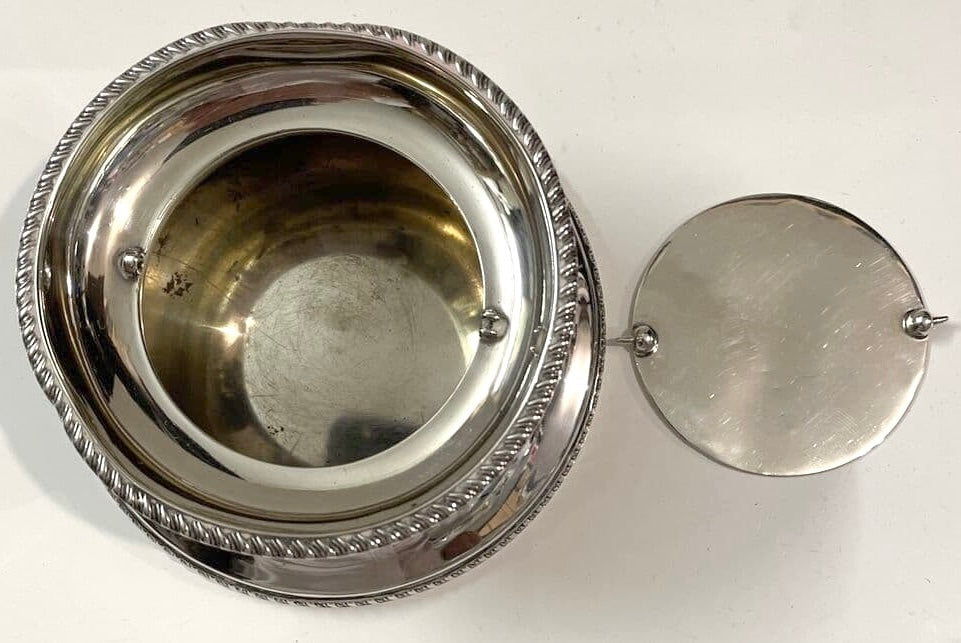 Round Sterling Silver Ash Tray - With A Removable Swivel Sterling Silver Top Piece - Pre Loved]