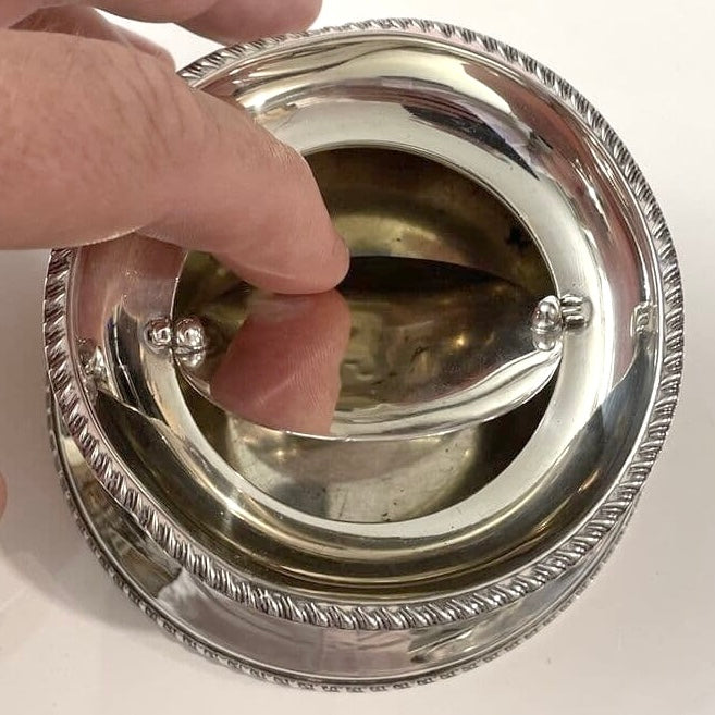 Round Sterling Silver Ash Tray - With A Removable Swivel Sterling Silver Top Piece - Pre Loved