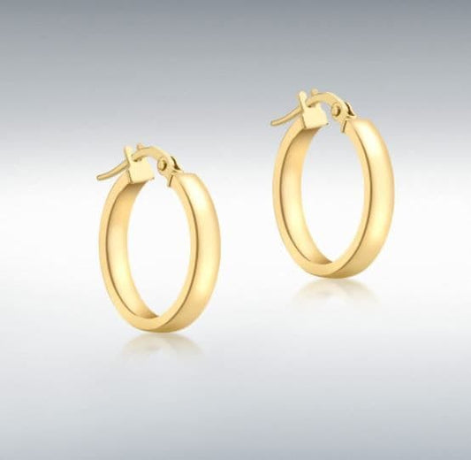 Round yellow plain polished round hoop earrings 18 mm