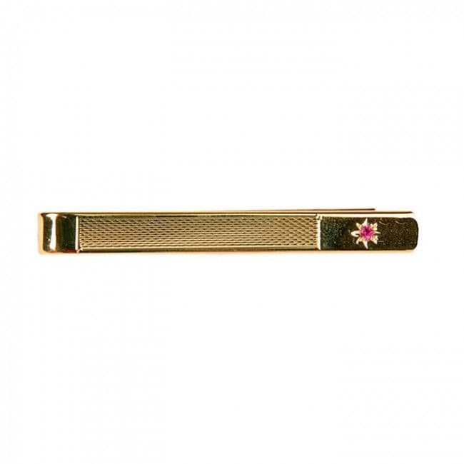 Ruby set gold plated tie bar clip