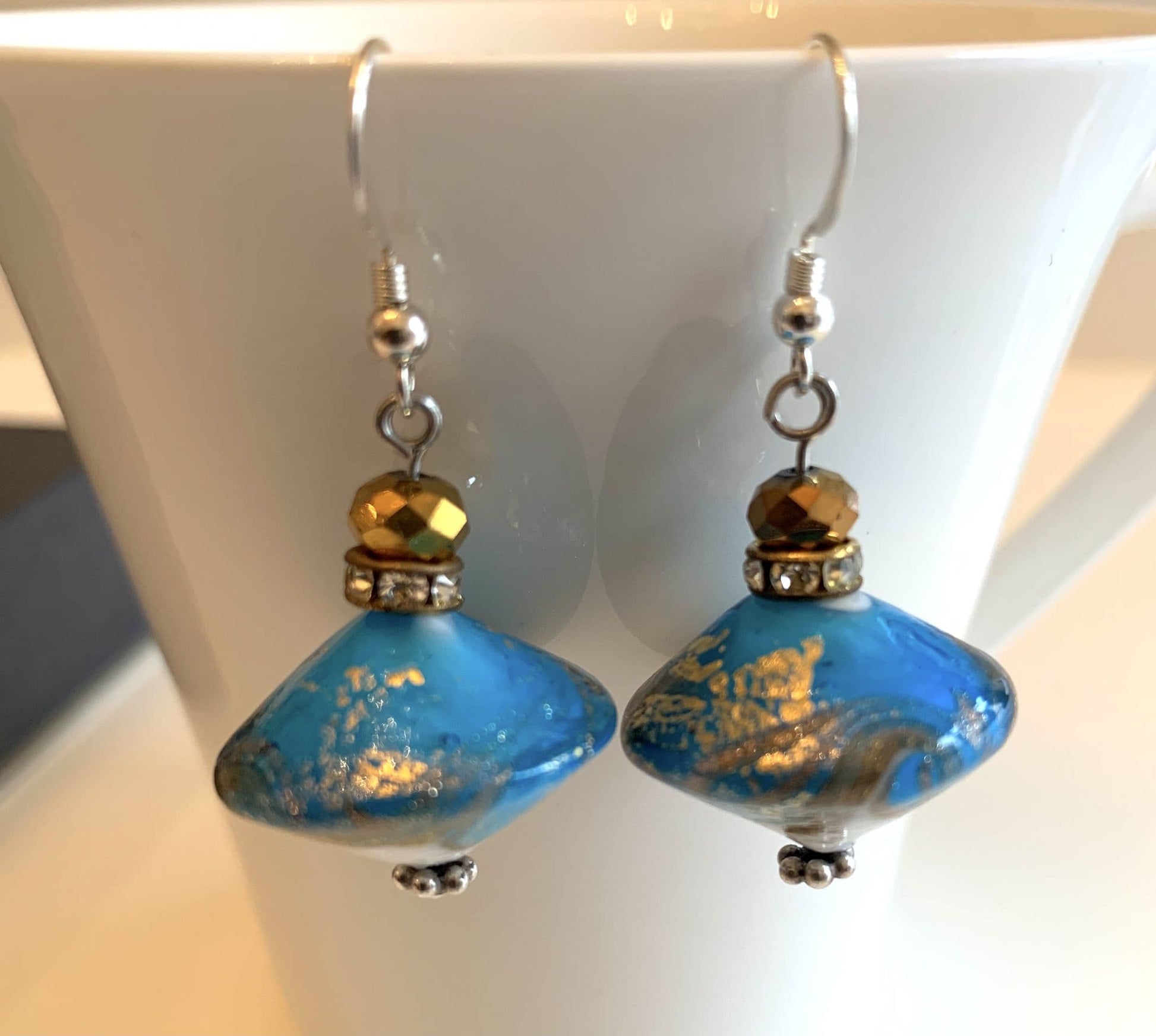 Shimmering Blue Murano Glass Drop Earrings