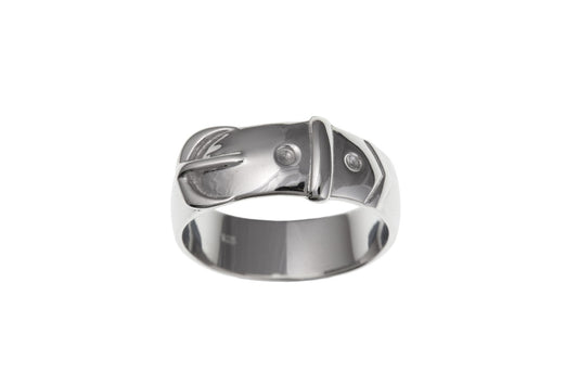 Silver Gents Polished Buckle Style Ring
