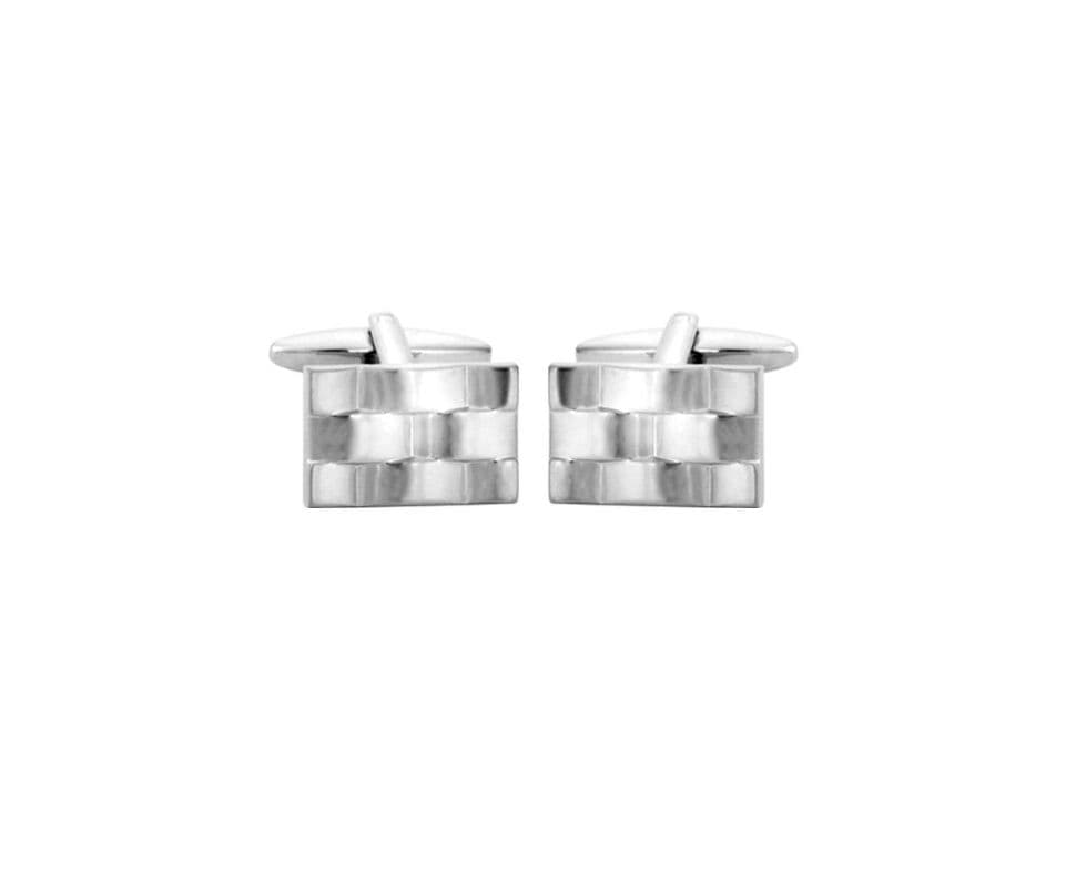 Silver plated rectangle shaped watch bracelet design cufflinks