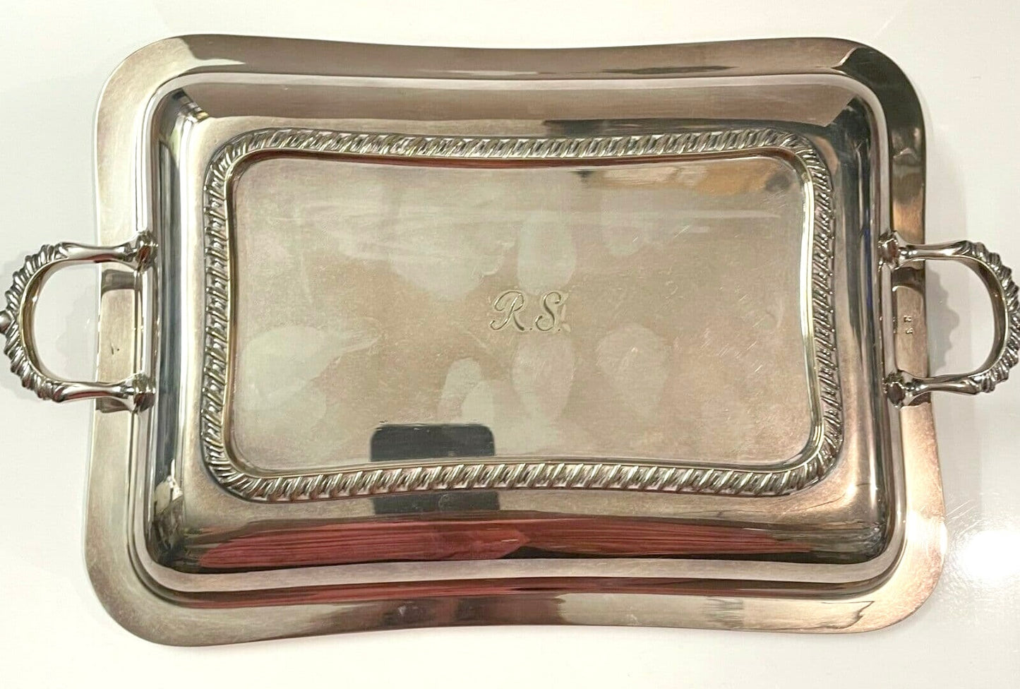 Silver plated serving tray with handles - Pre Loved