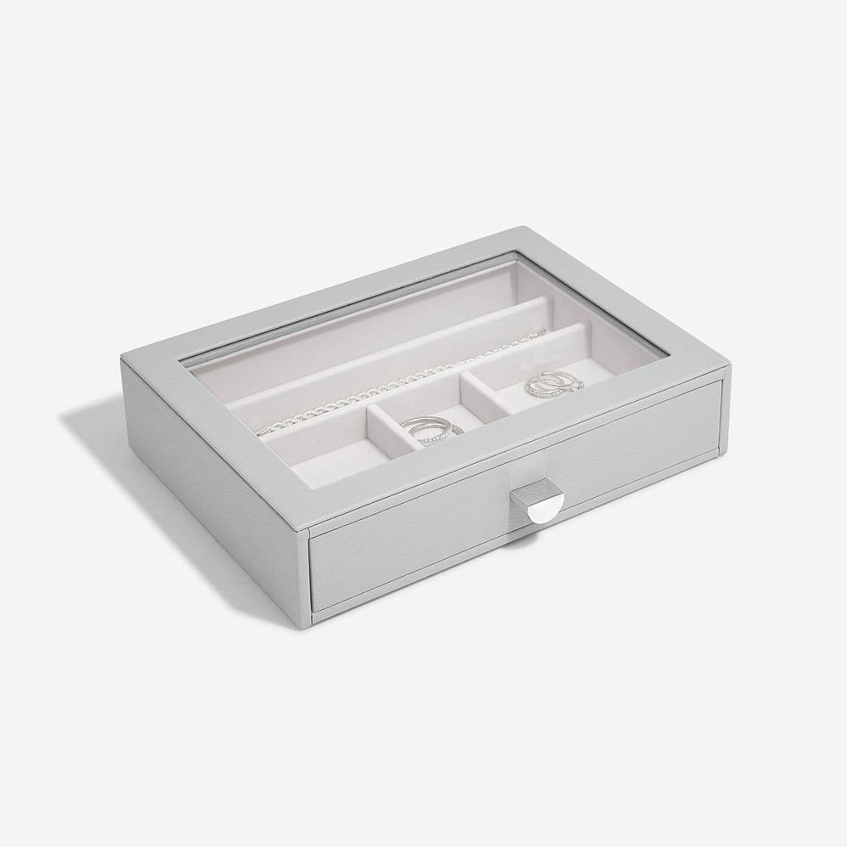 Stackers Grey Pebble Classic Stacking Jewellery Box Display Drawer With Glass Lid