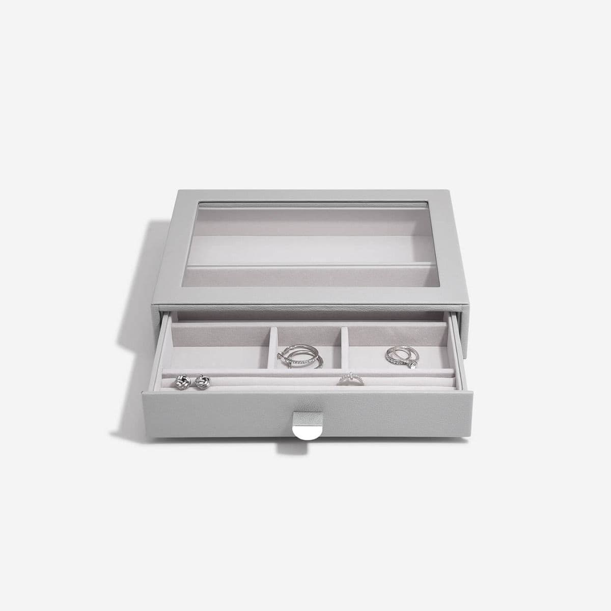 Stackers Grey Pebble Classic Stacking Jewellery Box Display Drawer With Glass Lid