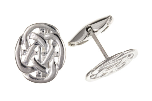 Sterling silver celtic design oval cufflinks