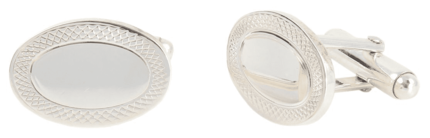 Sterling silver engraved edge oval cufflinks T bar fitting