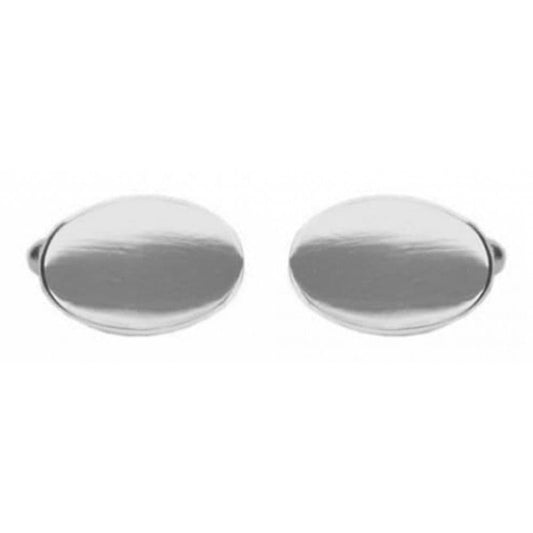 Sterling silver oval plain cufflinks T bar fitting