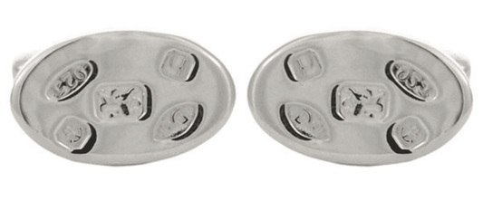Sterling silver oval spread hallmark cufflinks T bar fitting