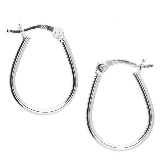 Sterling silver plain polished oval hoop earrings