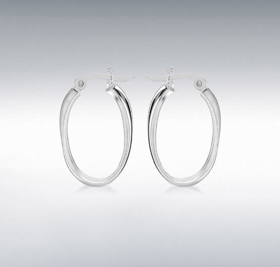 Sterling Silver Polished Oval Twisted Hoop Creole Earrings 25 mm x 16 mm