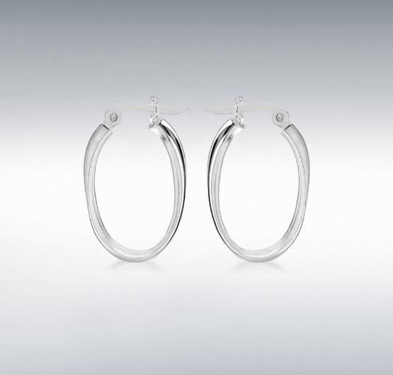 Sterling Silver Polished Oval Twisted Hoop Creole Earrings 25 mm x 16 mm