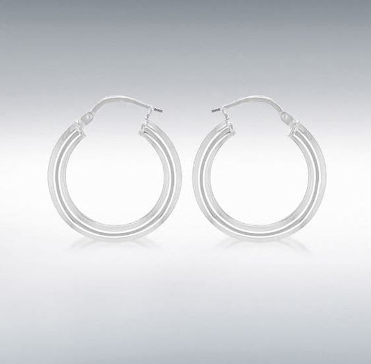 Sterling Silver Round Hoop Earrings 22 mm