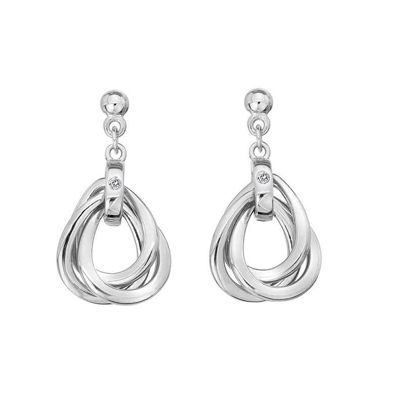 Teardrop Pear Shaped Sterling Silver Trio Drop Earrings DE644