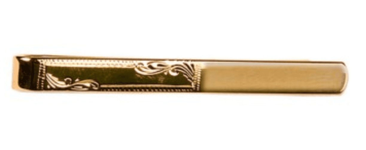 Tie Bar Gold Plated Half Engraved Tie Slide Clip