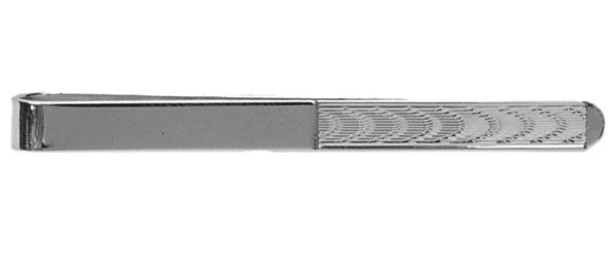 Tie Bar Sterling Silver Half  Waterwave Pattern Tie Clip