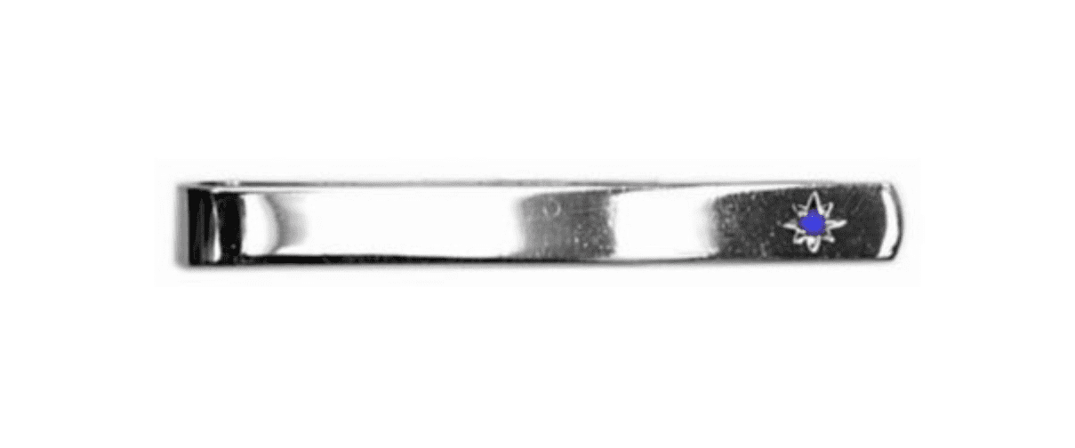 Tie Bar Sterling Silver Single Sapphire Set Tie Clip