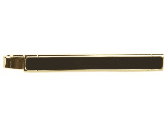 Tie Clip Bar Black Onyx Gold Plated