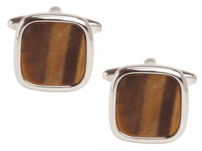Tigers eye cufflinks brown cushion shaped