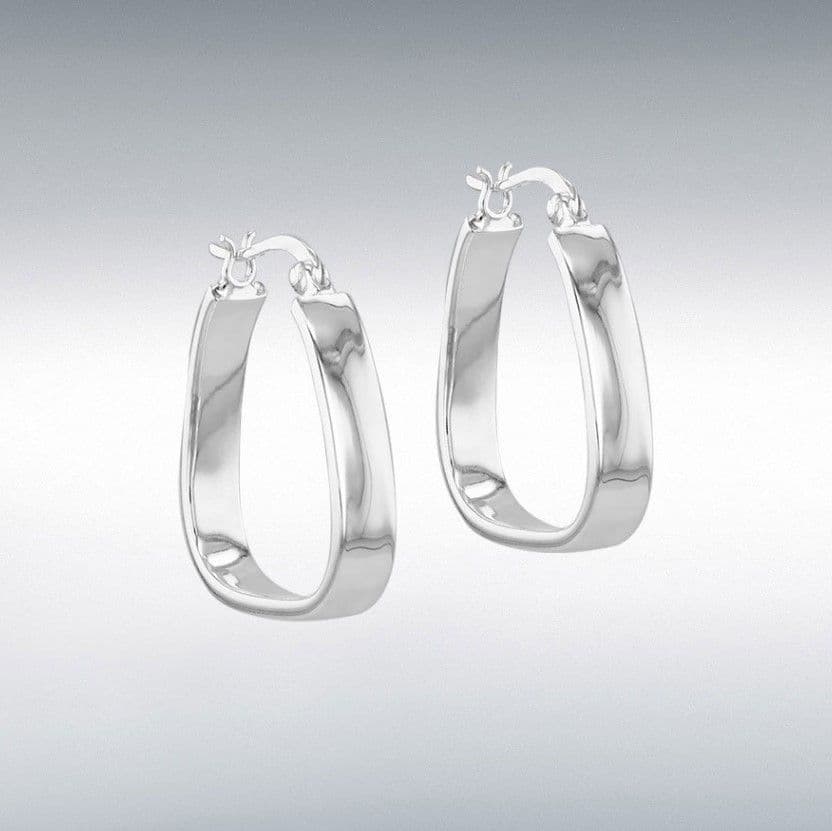 Triangle shaped hoop earrings polished sterling silver 26 mm x 25 mm