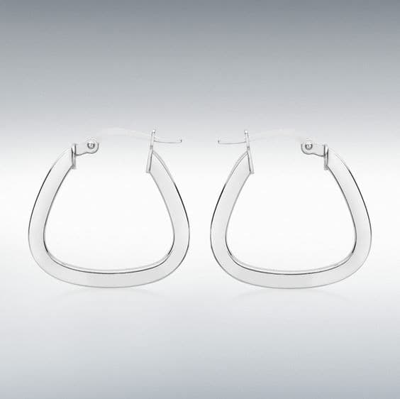 Triangle White Gold Hoop Earrings 22 mm