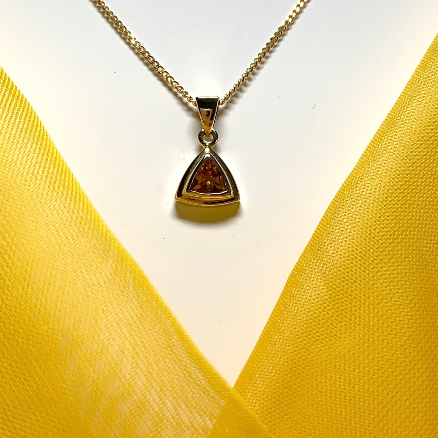 Triangle yellow citrine gold necklace