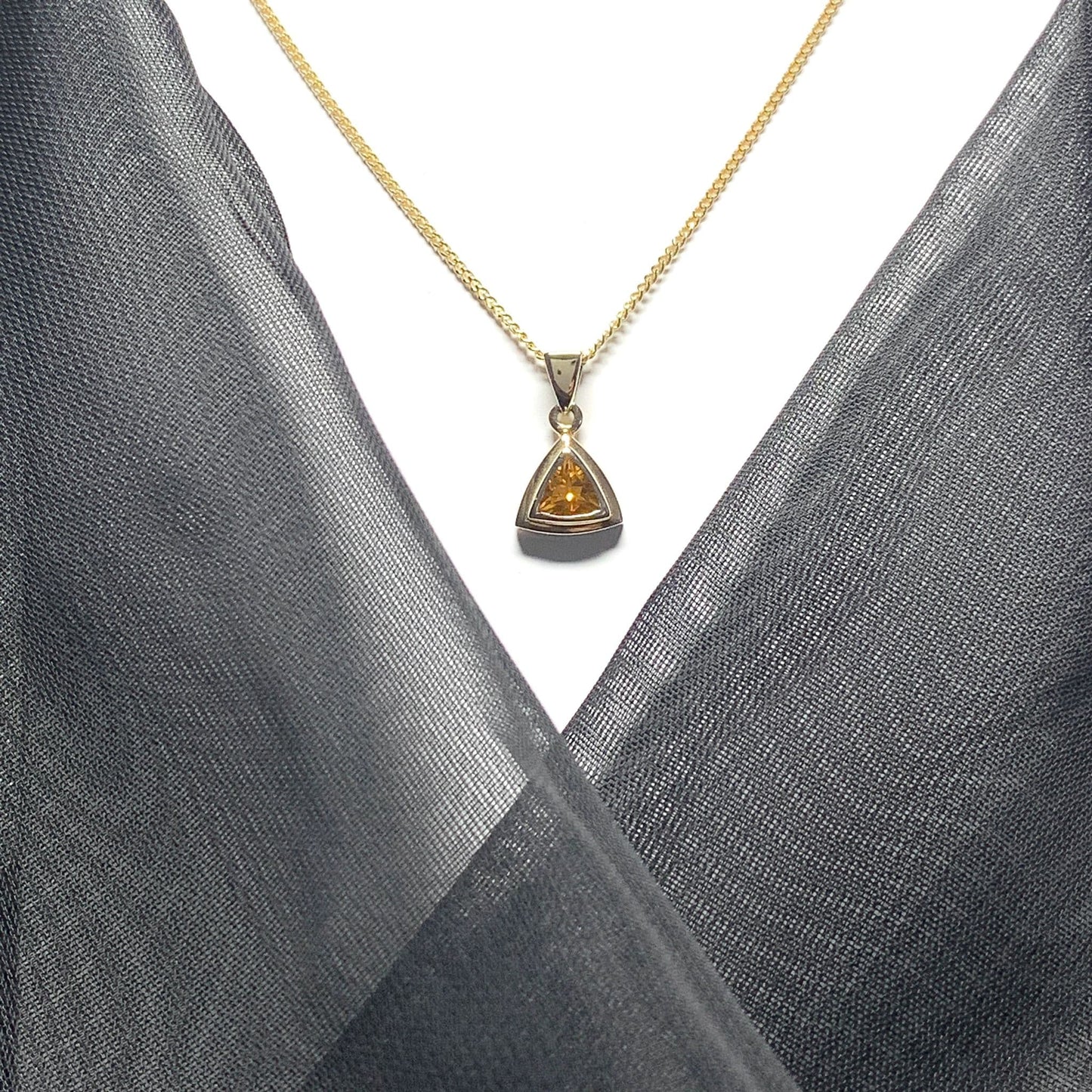 Triangle yellow citrine gold necklace