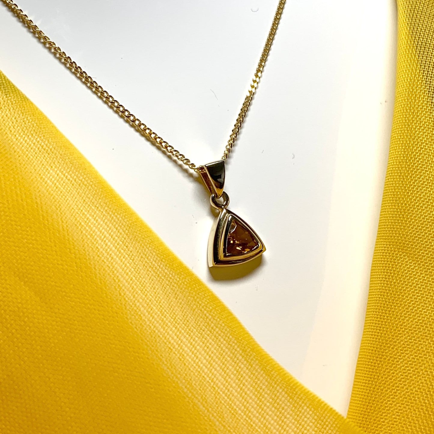 Triangle yellow citrine gold necklace