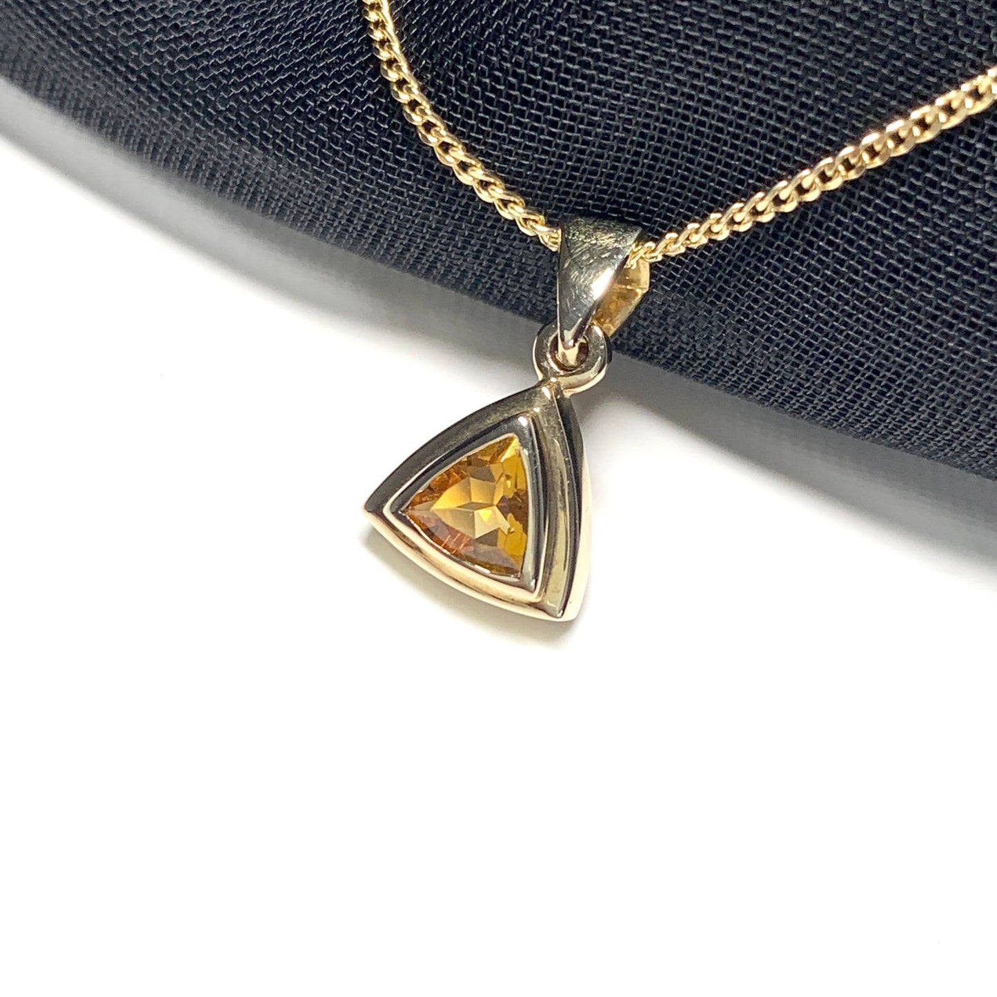 Triangle yellow citrine gold necklace