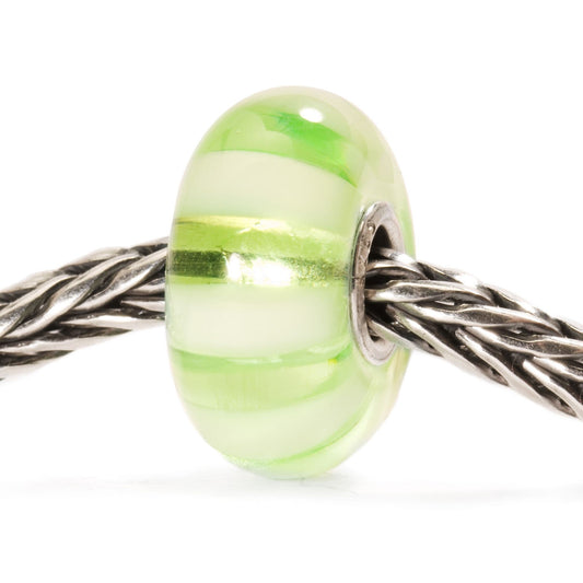 Trollbeads Light Green Stripe Glass Bead TGLBE-10246