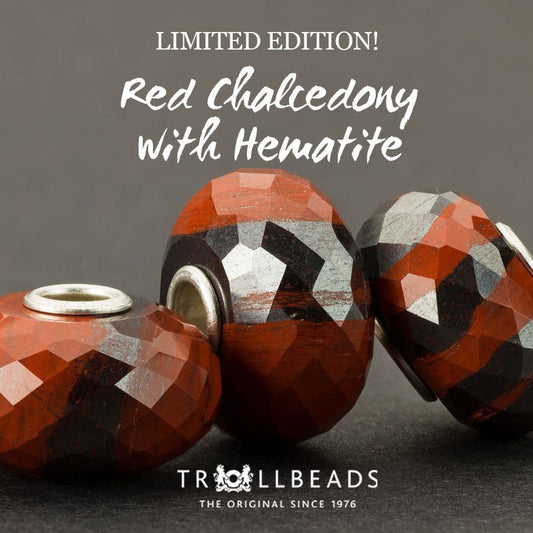 Red Chalcedony With Hematite Trollbeads TGLBE-20039 Limited Edition Bead Black Friday Release 2021
