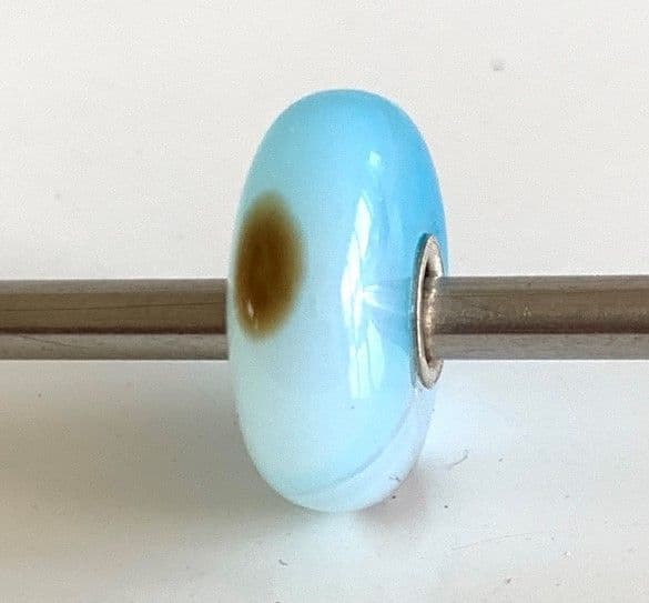 Trollbeads Turquoise Blue Striped Agate Bead With Brown Dots