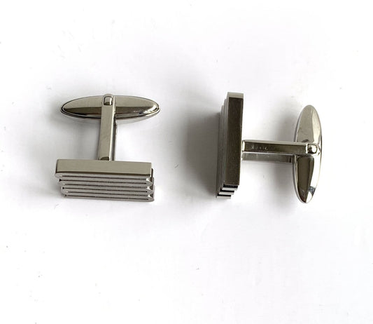 Unusual S design cufflinks chrome plated