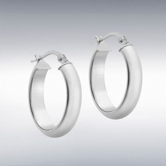 White Gold Oval Hoop Earrings