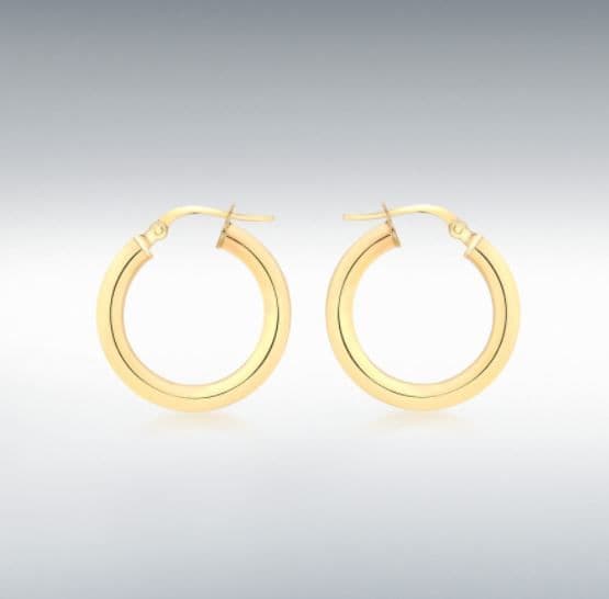 Yellow Plain Polished Round Hoop Earrings 20 mm