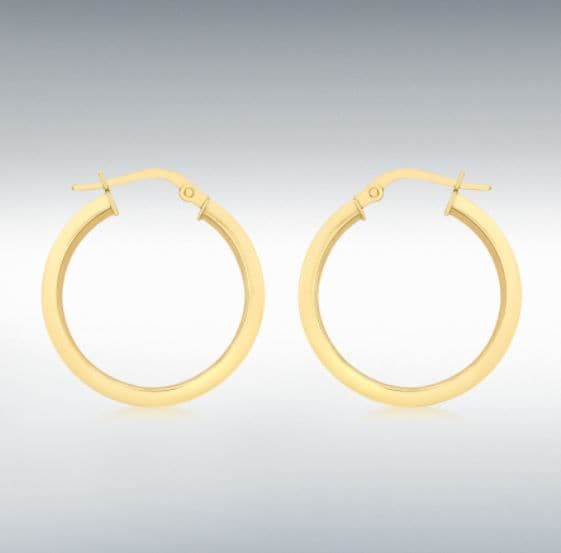 Yellow Plain Polished Round Hoop Earrings 22 mm