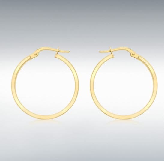 Yellow Plain Polished Round Hoop Earrings 24 mm