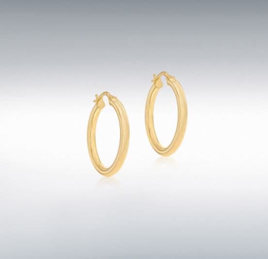 Yellow plain polished round hoop earrings 25 mm