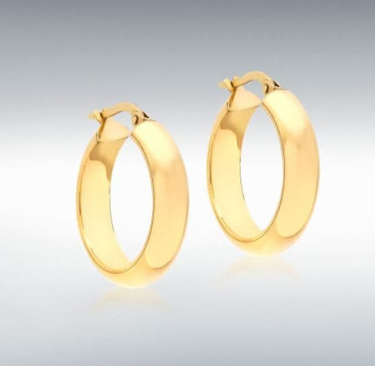 Yellow Plain Polished Round Thick Hoop Earrings 20 mm