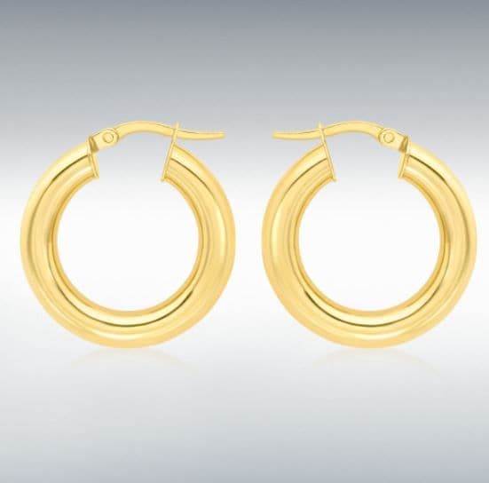 Yellow Plain Polished Thicker Round Hoop Earrings 22 mm