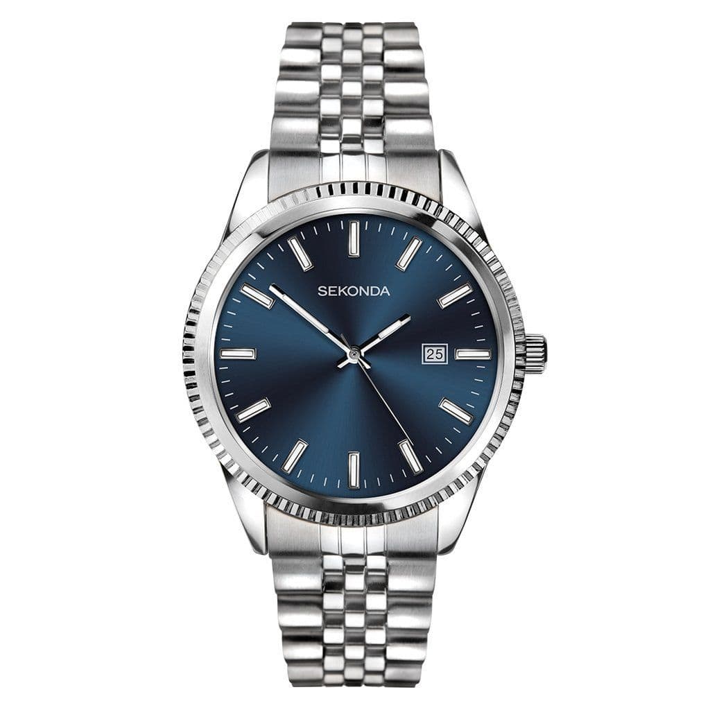 1640 Sekonda Men's Round Blue Stainless Steel Bracelet Watch With