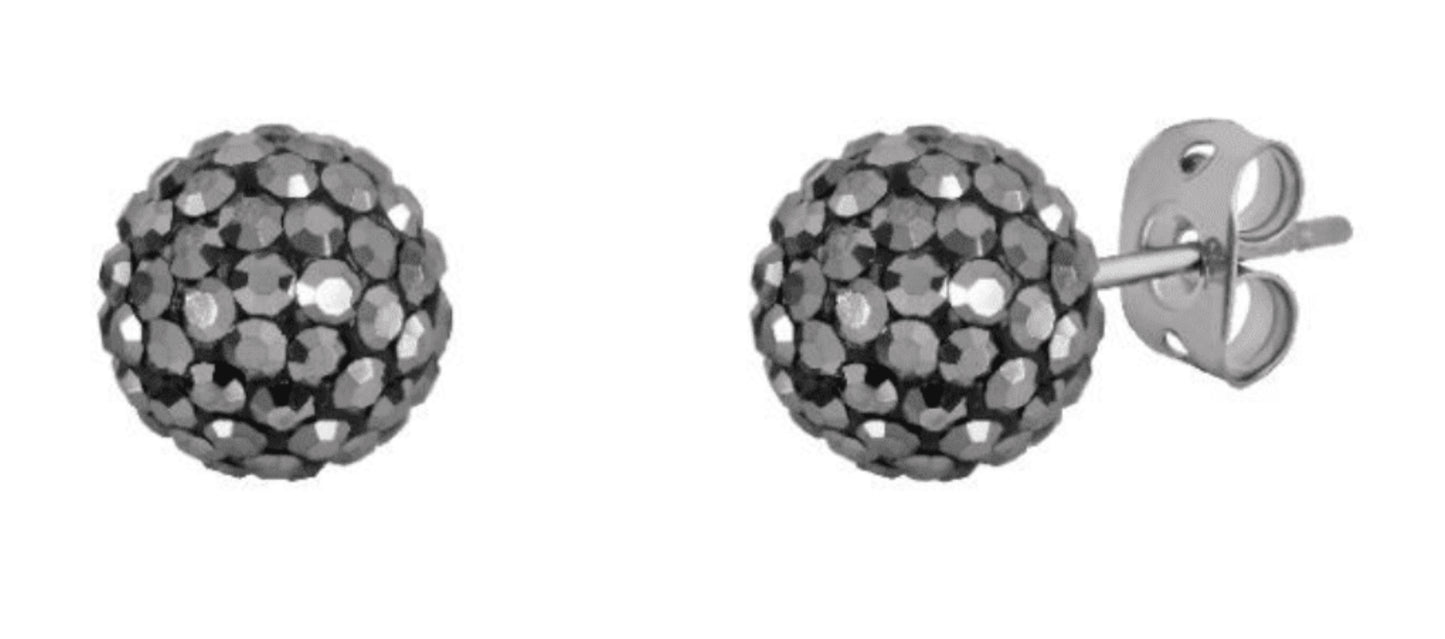 Tresor Paris Dark Grey Bon Bon Titanium Stud Earrings