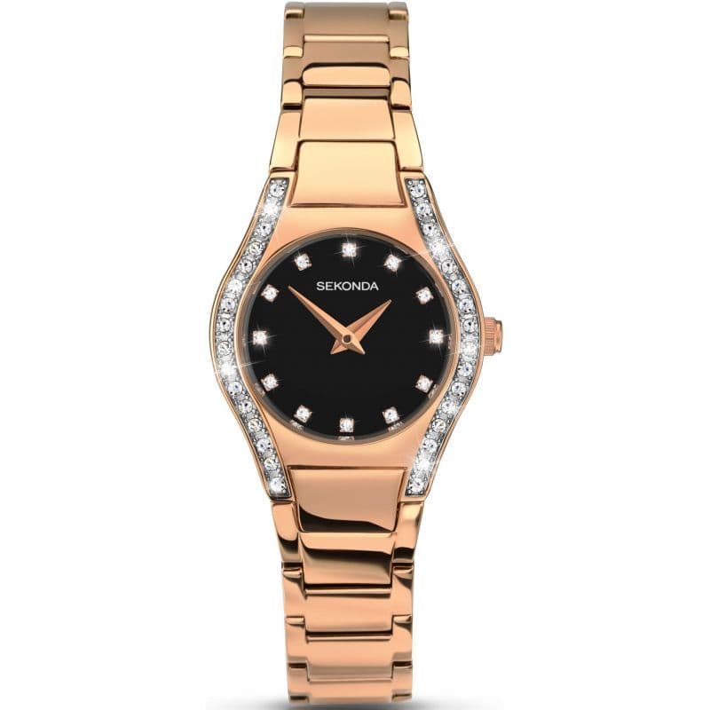 Gold Plated Sekonda Black And Rose Gold Watch Sekonda Men's Black