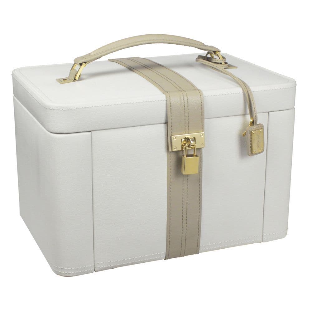 Extra large cream Dulwich Designs jewellery box real leather 71021