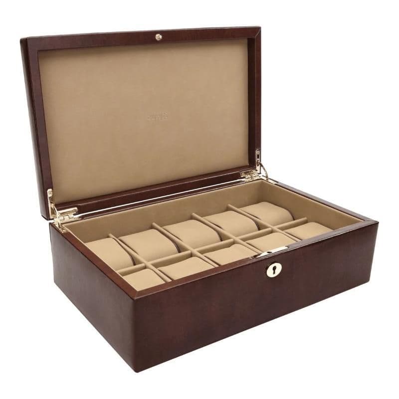 71213 Dulwich Designs Large Watch Box Holder Brown Leather For 10 Watches