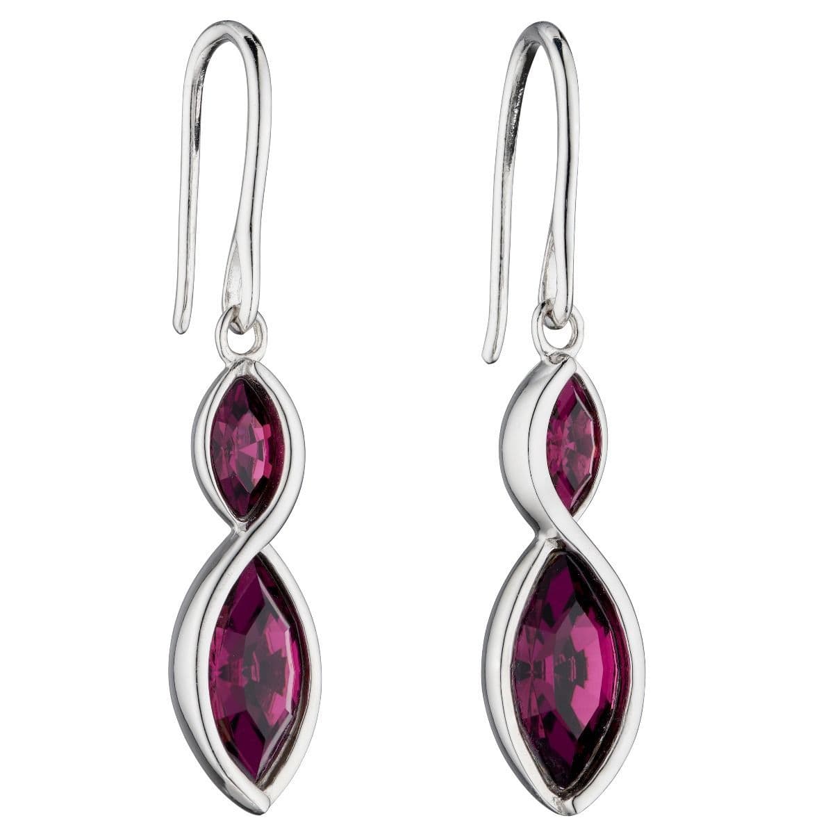 Fiorelli amethyst coloured crystal double drop earrings