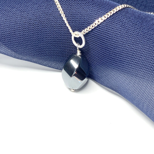 Hematite Oval Sterling Silver Necklace
