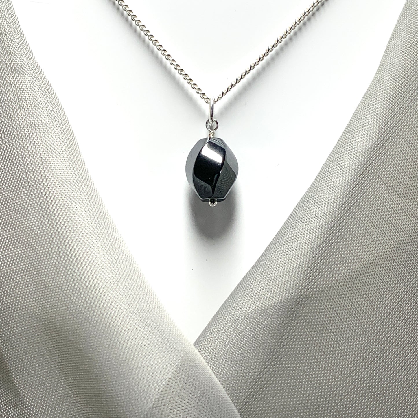 Hematite Oval Sterling Silver Necklace