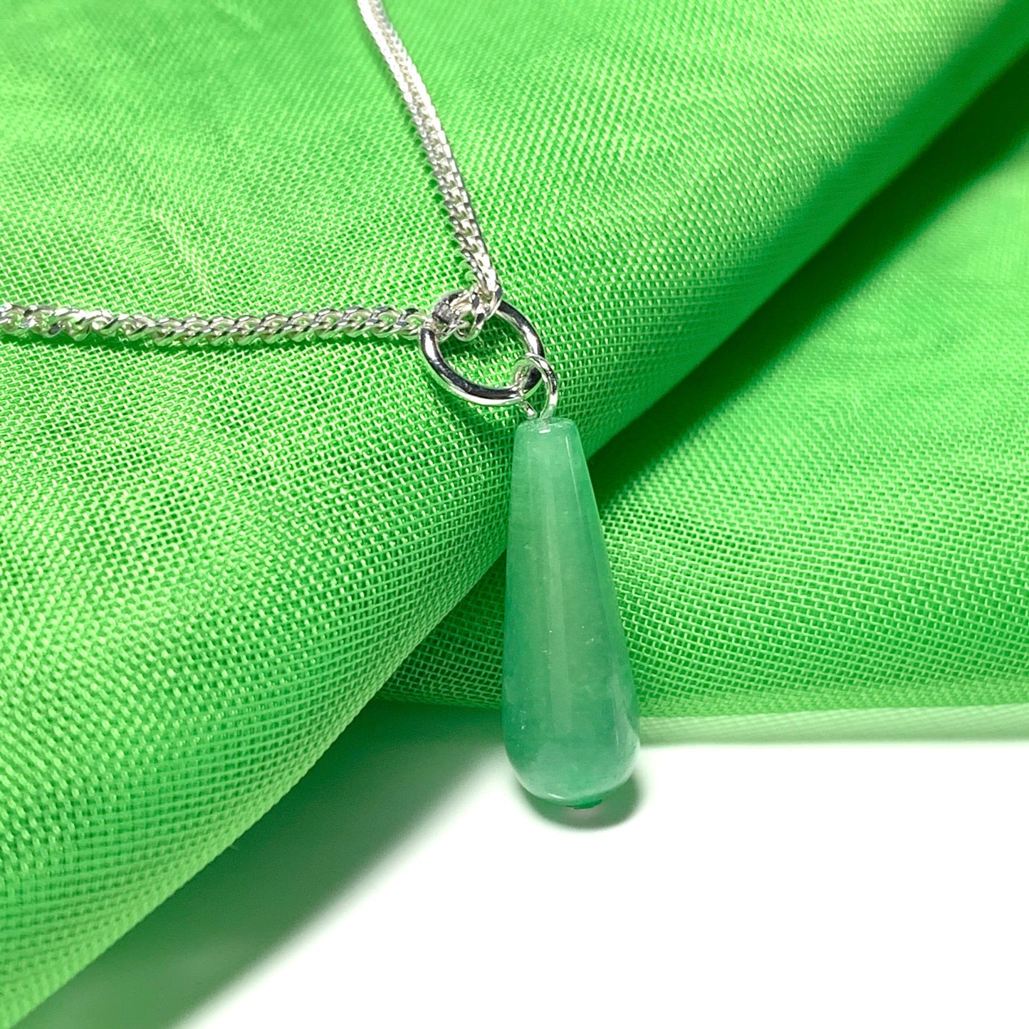 Jade Tear Drop Necklace Pendent Sterling Silver